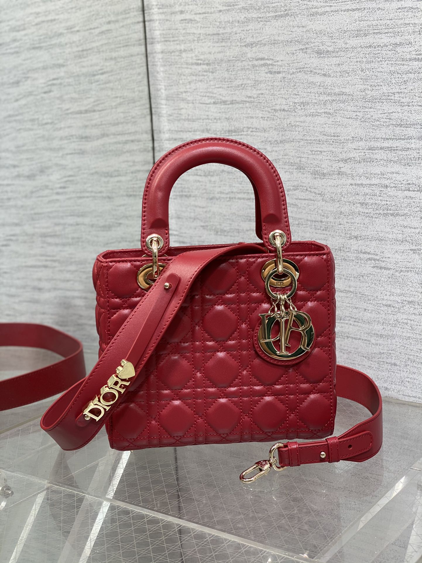 Small Lady Dior My ABCDior Bag Burgundy Cannage Lambskin